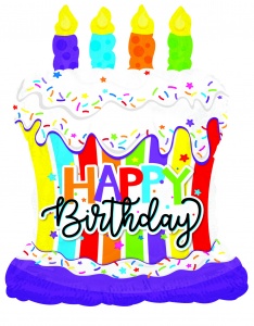 Happy Birthday Striped Cake